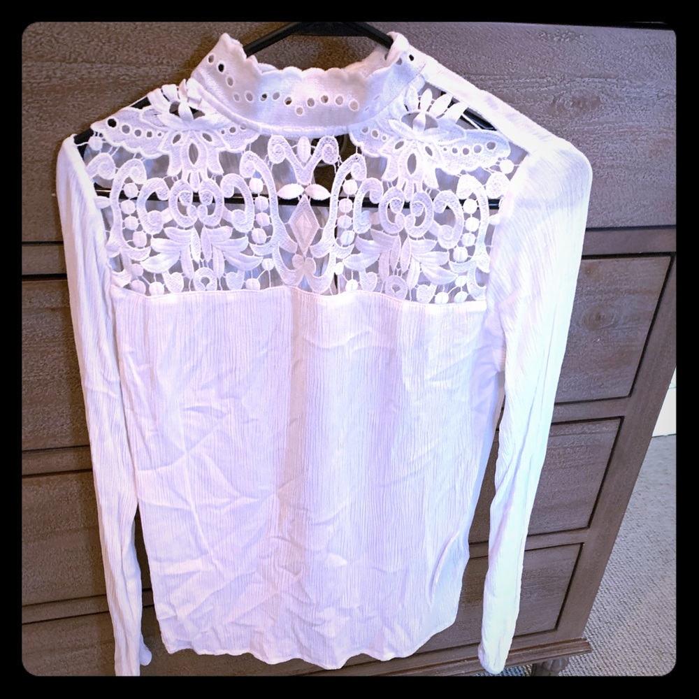 White lace detail blouse